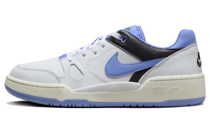 Nike Nike Full Force Low Leather Slip Resistant Low top Skateboard Shoes Men's White Blue, Carolina Blue