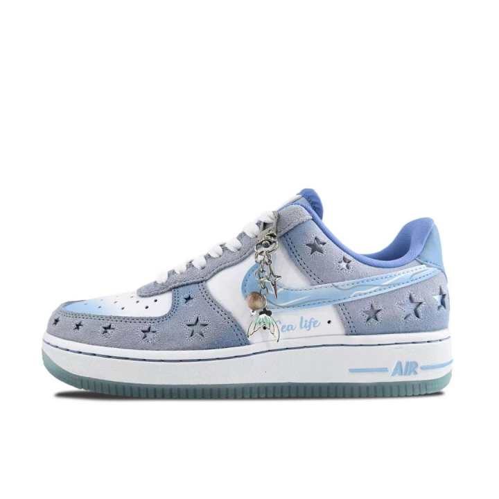 Nike Nike Air Force 1 Abrasion Resistant Abrasion Resistant Low top Skateboard Shoes Unisex Ice Blue
