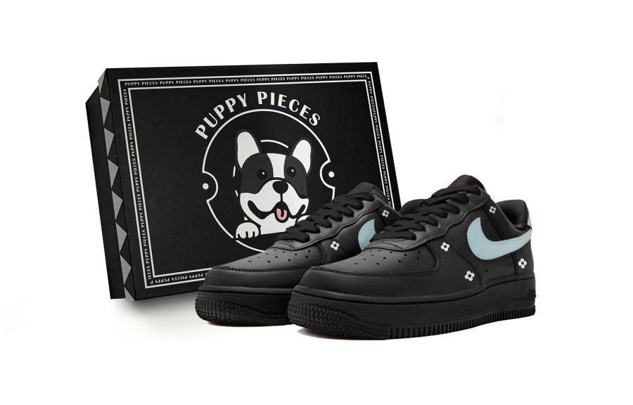 Nike Nike Air Force 1 Low top Skateboard Shoes Unisex Black Cyan