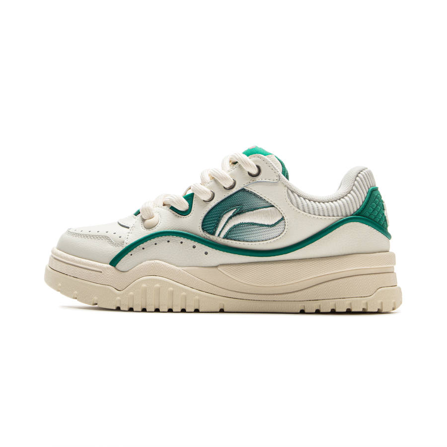Li-Ning Li Ning x LOL Slip Resistant, Abrasion Resistant, Lightweight Low top Skateboard Shoes Women's Beige Green