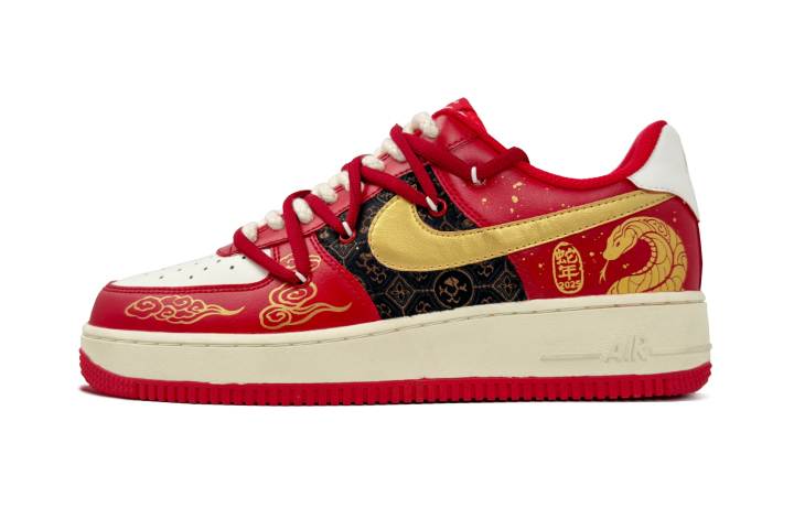 Nike Nike Air Force 1 Abrasion Resistant Low top Skateboard Shoes Unisex Red