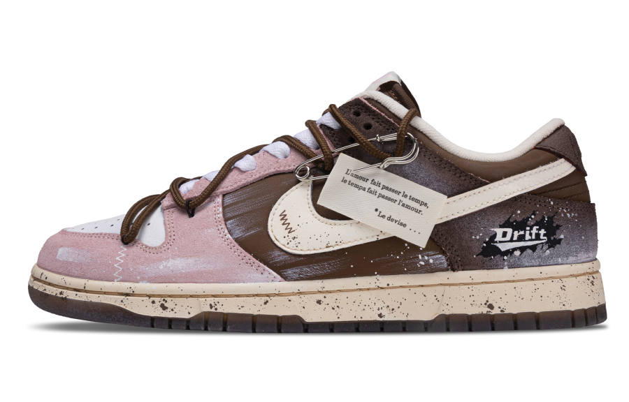 Nike Nike Dunk Step Seal Abrasion Resistant Breathable Low top Skateboard Shoes Unisex Pink Brown