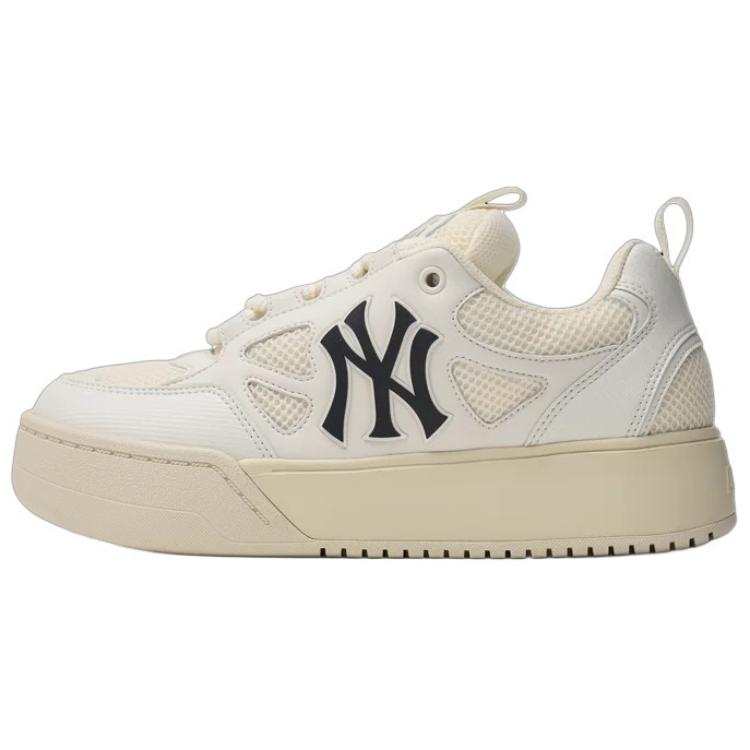 MLB Chunky Wide Slip Resistant Abrasion Resistant Low top Skateboard Shoes Unisex White Black