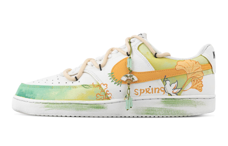 Nike Nike Court Vision 1 Youthful Vigor Abrasion Resistant Low top Skateboard Shoes Men's Yellow White