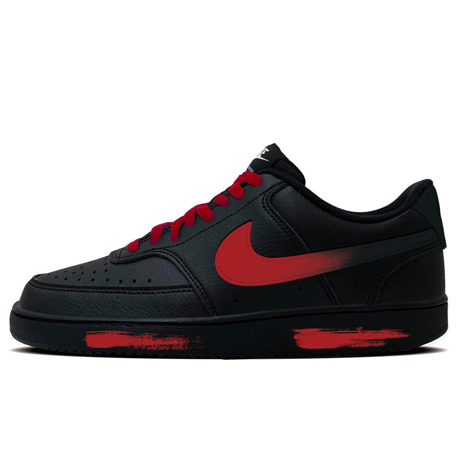 Nike Nike Court Vision 1 Red Mark Black Soul Abrasion Resistant Abrasion Resistant Low top Skateboard Shoes Men's