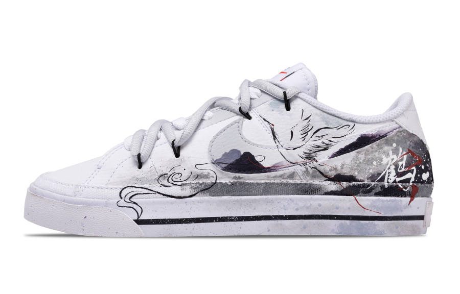 Nike Nike Court Legacy Crane And Clouds Reach The Heavens Leather Slip Resistant Slip Resistant Low top Skateboard Shoes