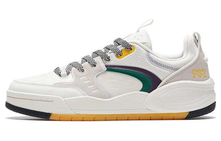 Anta 982EVO Slip Resistant Abrasion Resistant Low top Skateboard Shoes Men's White Green Yellow