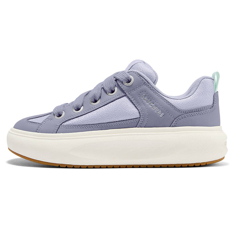 Skechers Cloud Cheese Puffy Shoes Breathable Height Increasing Low top Skateboard Shoes Women's Lavender