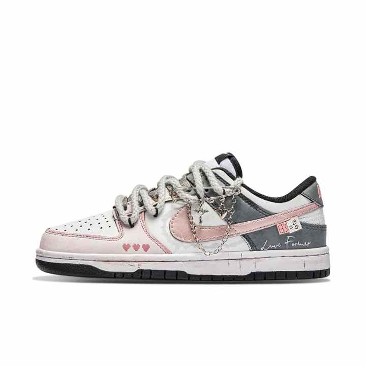 Nike Nike Dunk Free Panda, Heart Knot Abrasion Resistant Abrasion Resistant Low top Skateboard Shoes Women's Pink Gray