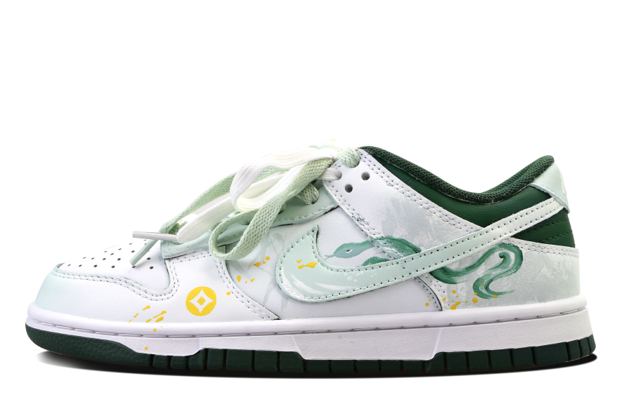 Nike Nike Dunk Slip Resistant Abrasion Resistant Low top Skateboard Shoes Unisex White Green