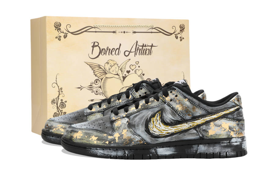 Nike Nike Dunk Jiang Immersed Moon Abrasion Resistant Low top Skateboard Shoes Unisex Black Gold