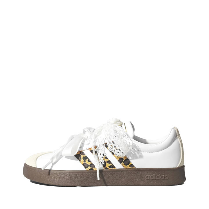 Adidas Adidas VL COURT 2.0 Leopard Print Low top Skateboard Shoes Unisex White Yellow