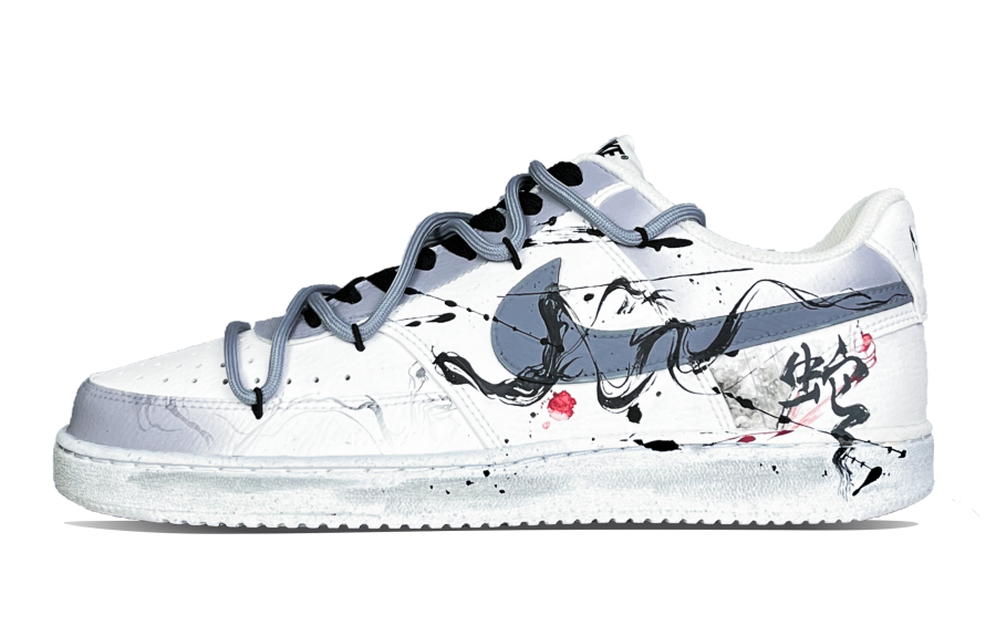 Nike Nike Court Vision 1 Ink Erosion Snake Shadow Abrasion Resistant Low top Skateboard Shoes Men's Sky Blue