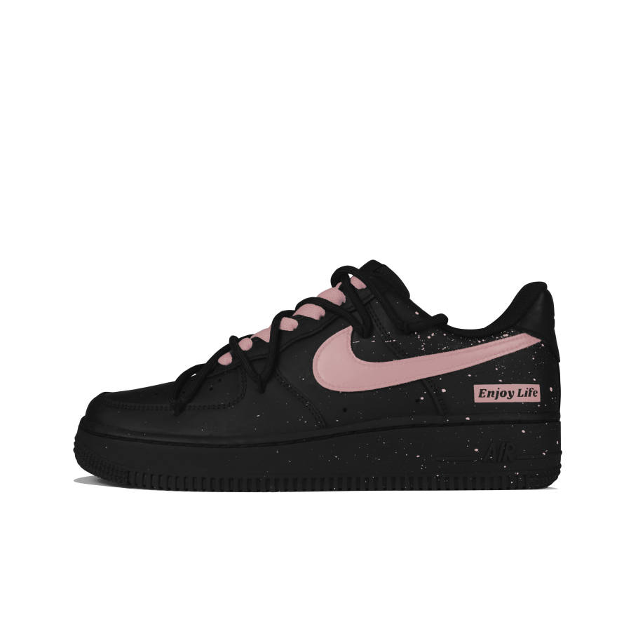Nike Nike Air Force 1 Leather Low top Skateboard Shoes Women's Black Pink
