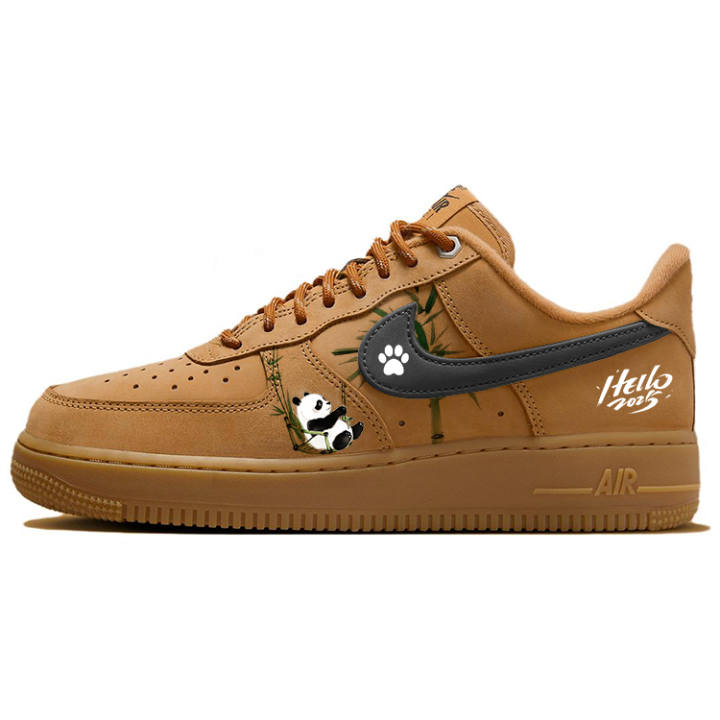 Nike Nike Air Force 1 Slip Resistant, Abrasion Resistant, Lightweight Low top Skateboard Shoes Women's White Brown