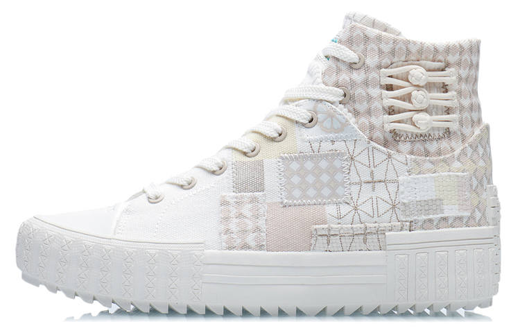 Li-Ning Li Ning Wu Xing Slip Resistant Abrasion Resistant High top Skateboard Shoes Unisex Mist White