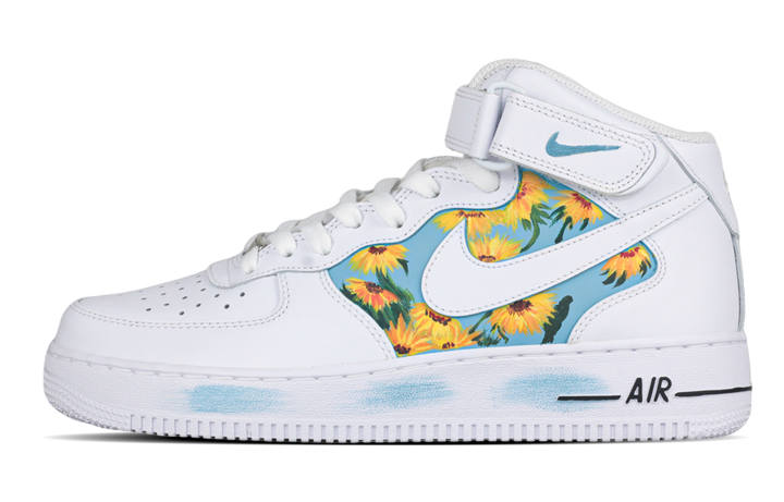 Nike Nike Air Force 1 Air Force 1, Sunflower Coverage Abrasion Resistant Balance Skateboard Shoes Men's White Blue Yellow