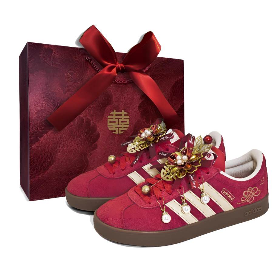 Adidas Adidas Vl Court Classic Eternal Love Abrasion Resistant Low top Skateboard Shoes Unisex Red Gold