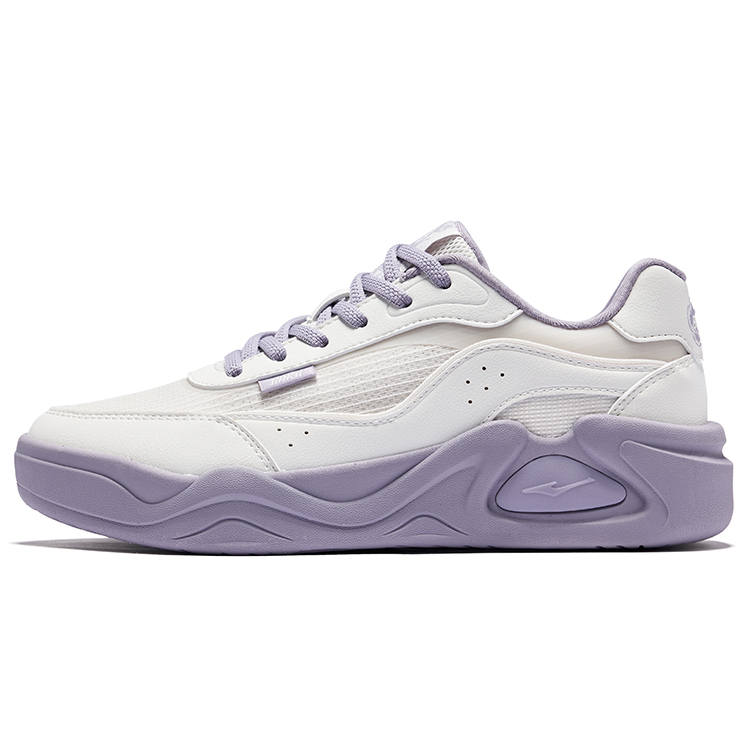 Erke Spring Peach Slip Resistant Abrasion Resistant Low top Skateboard Shoes Women's Microcrystal White Mineral Purple