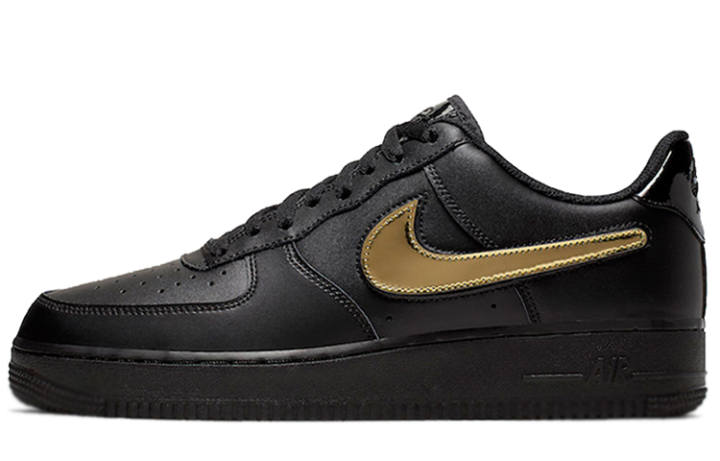 Nike Nike Air Force 1 Black Metallic Gold Removable Swoosh Pack