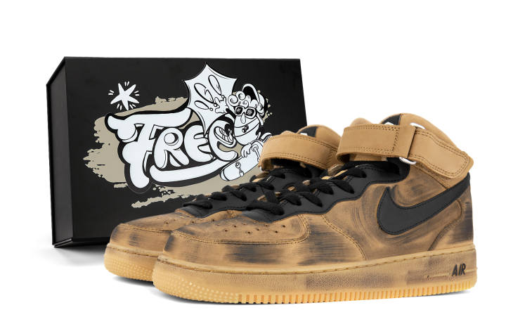 Nike Nike Air Force 1 Slip Resistant, Abrasion Resistant, Lightweight Mid top Skateboard Shoes Unisex Wheat