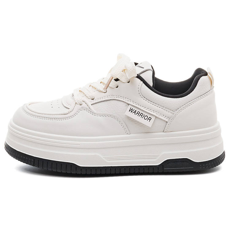 Warrior Slip Resistant Height Increasing Low top Skateboard Shoes Women's Beige Black