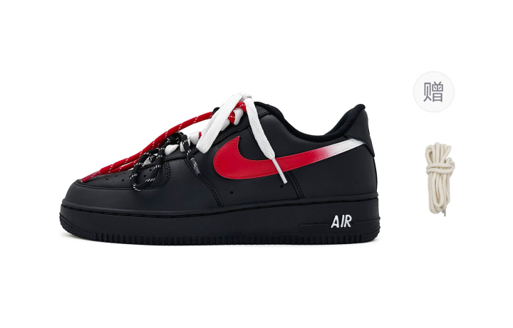 Nike Nike Air Force 1 Slip Resistant Abrasion Resistant Low top Skateboard Shoes Unisex Black Red White