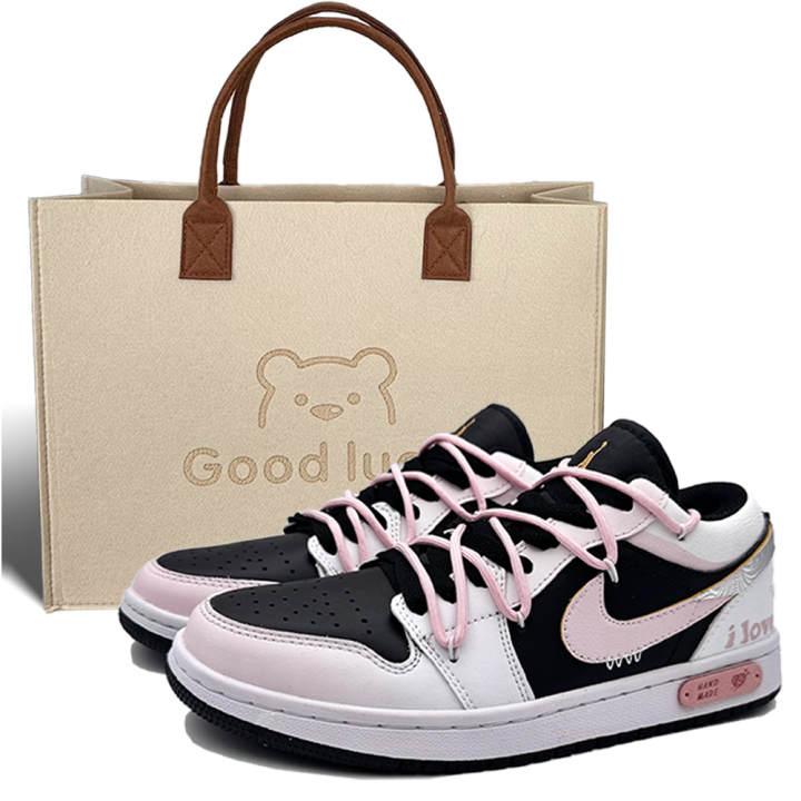 Jordan Jordan Air Jordan 1 Low top Skateboard Shoes Unisex Black White Pink