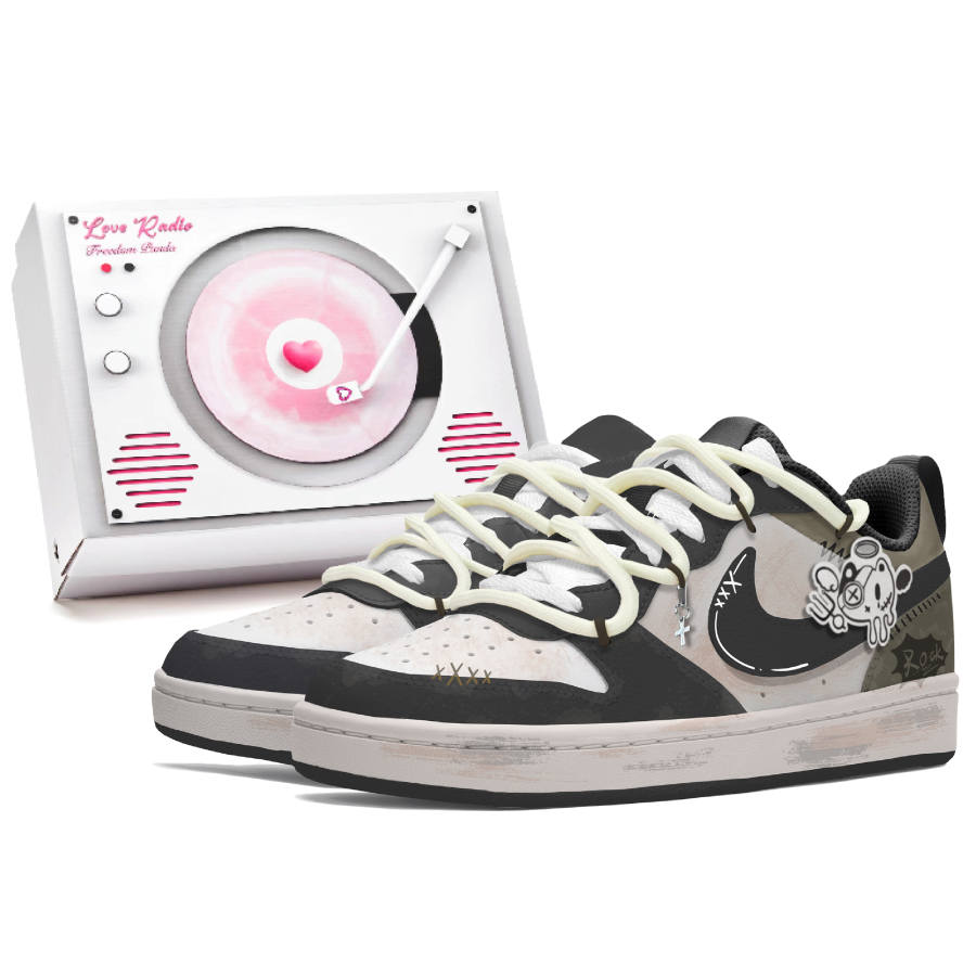 Nike Nike Court Borough Freedom Panda, Box, Rock Cats Slip Resistant Abrasion Resistant Low top Skateboard Shoes Women's
