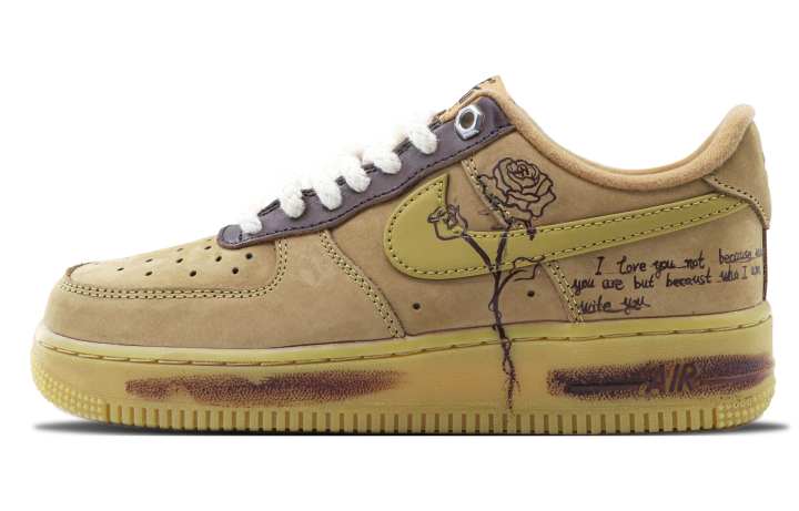 Nike Nike Air Force 1 Slip Resistant, Abrasion Resistant, Lightweight Low top Skateboard Shoes Unisex Wheat