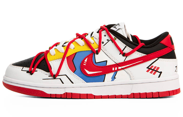 Nike Nike Dunk Gundam Slip Resistant Cushioning Abrasion Resistant Low top Skateboard Shoes Unisex Red White Black