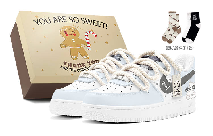 Nike Nike Air Force 1 Air Force 1, Double Festival Favor, Royal Rope Bear Low top Skateboard Shoes Men's Blue White