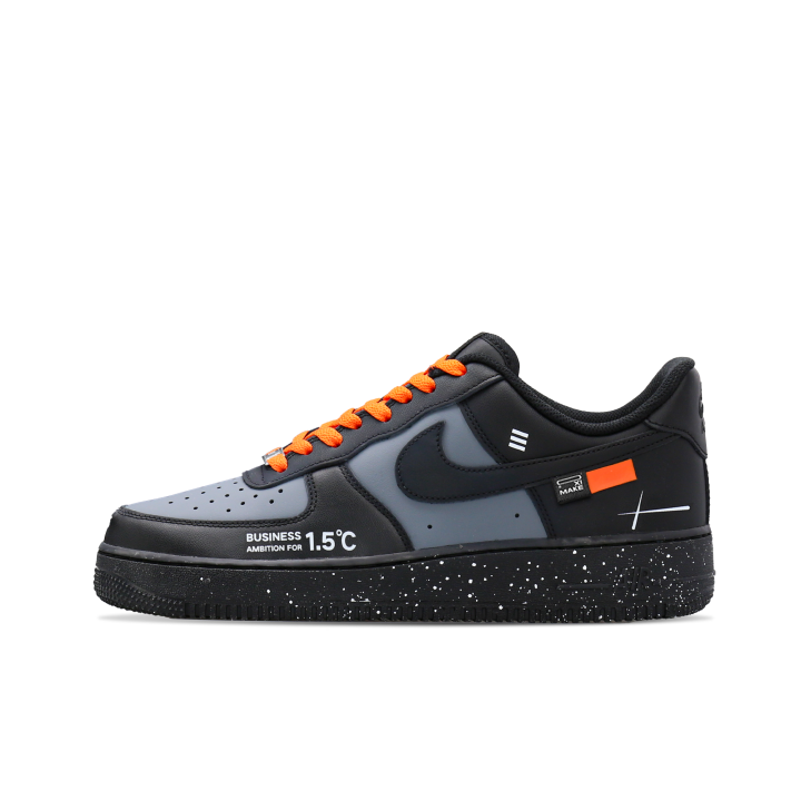 Nike Nike Air Force 1 Height Increasing Low top Skateboard Shoes Unisex Black Orange