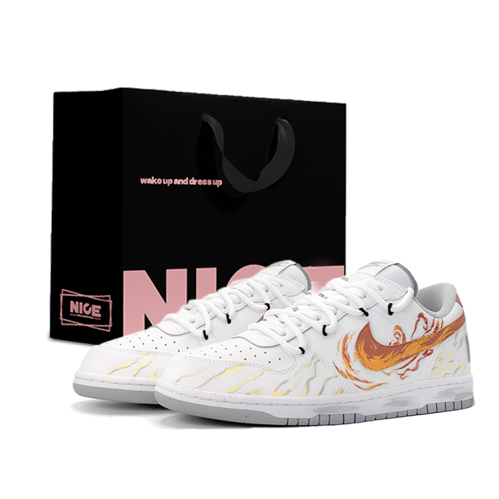 Nike Nike Big Flame Feather Cloud Trace Abrasion Resistant Low top Skateboard Shoes Men's Flame Gray