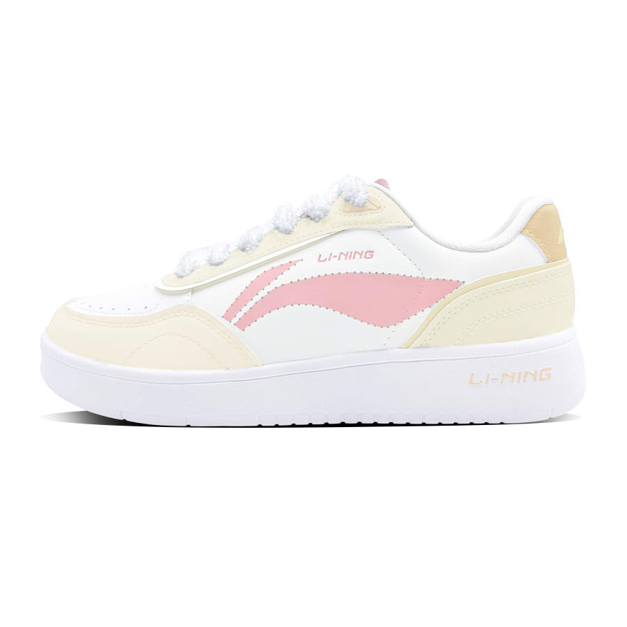 Li-Ning Li Ning Sourdough Slip Resistant, Abrasion Resistant, Lightweight Low top Skateboard Shoes Women's White Yellow Pink