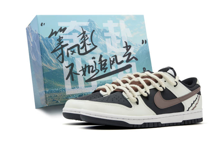 Nike Nike Dunk Slip Resistant Abrasion Resistant Low top Skateboard Shoes Unisex Beige Black Beige