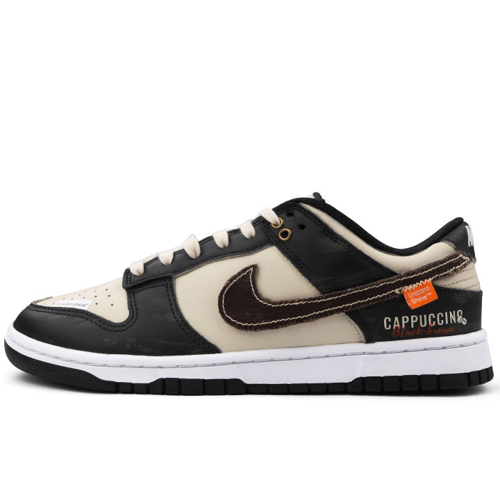 Nike Nike Dunk Cappuccino Slip Resistant Abrasion Resistant Low top Skateboard Shoes Unisex Beige Black