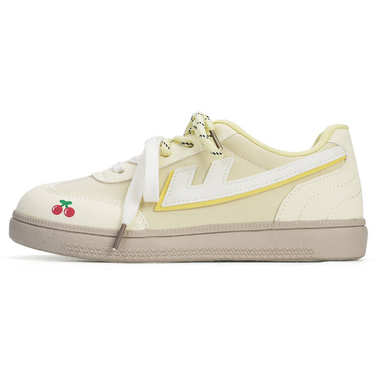 WARRIOR Synthetic Leather, Textile Low top Skateboard Shoes Women's Light Yellow Rice