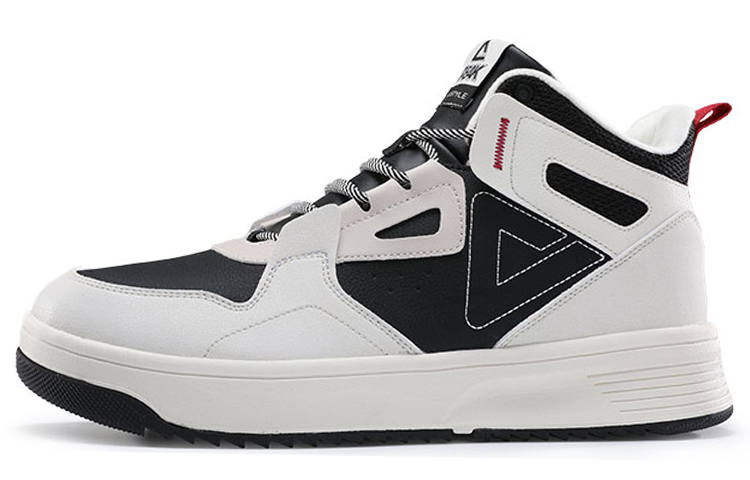 PEAK Fleece lined Thermal Slip Resistant And Abrasion Resistant Mid top Skateboard Shoes Men's White Black