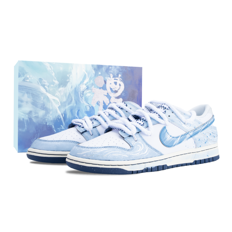 Nike Nike Dunk Whispering Dusty Blue Abrasion Resistant Low top Skateboard Shoes Men's White Blue
