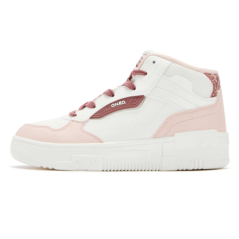 361° Slip Resistant And Breathable High top Skateboard Shoes Women's White Pink