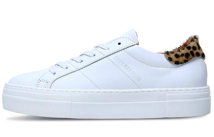 Skechers Alba Wild Walkers Leather Athleisure Low top Skateboard Shoes Women's Leopard Print White