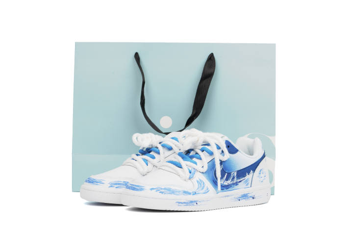 Nike Nike EBERNON Impact Resistance Abrasion Resistant Balance Low top Skateboard Shoes Unisex White Blue