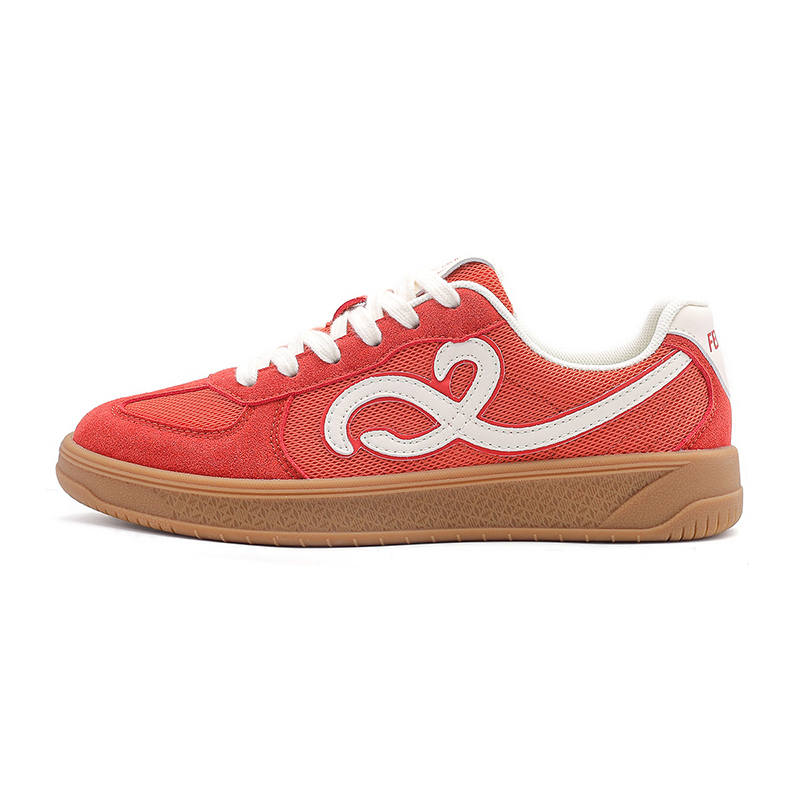 FEIYUE Slip-Resistant, Abrasion-Resistant, Lightweight Low-top Skateboard Shoes Women's Red Beige