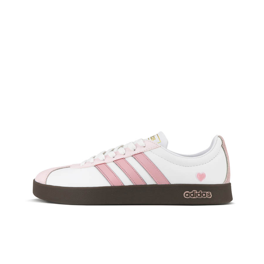 Adidas Neo Vl Court Song Of Love, Amber Leather Low top Skateboard Shoes Unisex Pink White