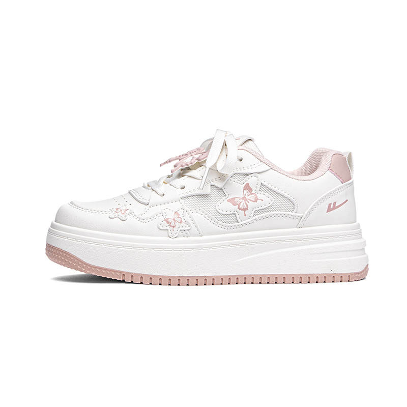 Warrior Lightweight, Breathable, And Abrasion Resistant Low top Skateboard Shoes Women's Beige Pink