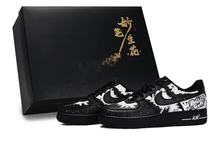Nike Nike Air Force 1 Magic Brush Blooms, Bubble Gum Low top Skateboard Shoes Unisex Black White