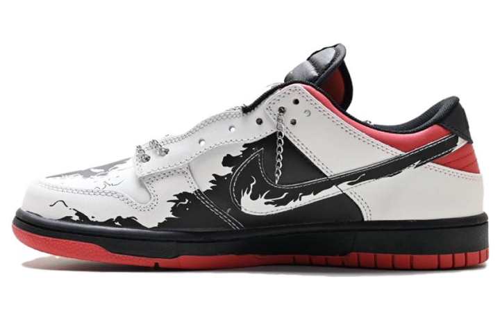 Nike Nike Dunk Slip Resistant Abrasion Resistant Low top Skateboard Shoes Unisex White Black Red