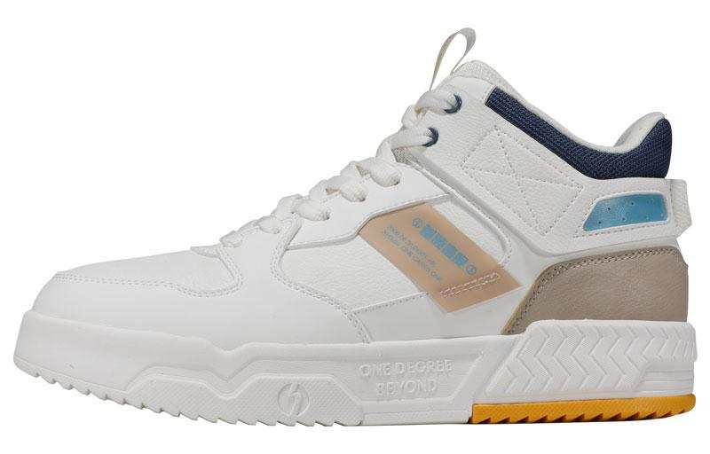 361° Slip Resistant Abrasion Resistant Cushioning High top Skateboard Shoes White Blue Brown