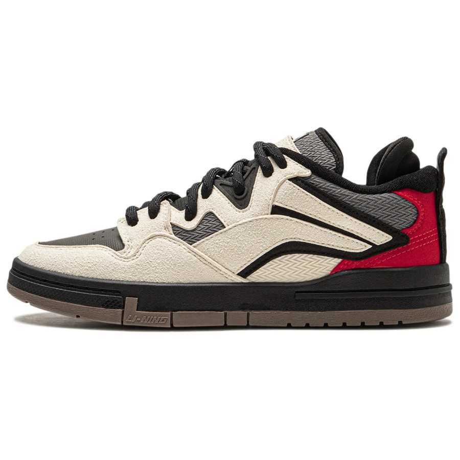 Li-Ning Li Ning Slip Resistant Abrasion Resistant Low top Skateboard Shoes Women's Beige Red